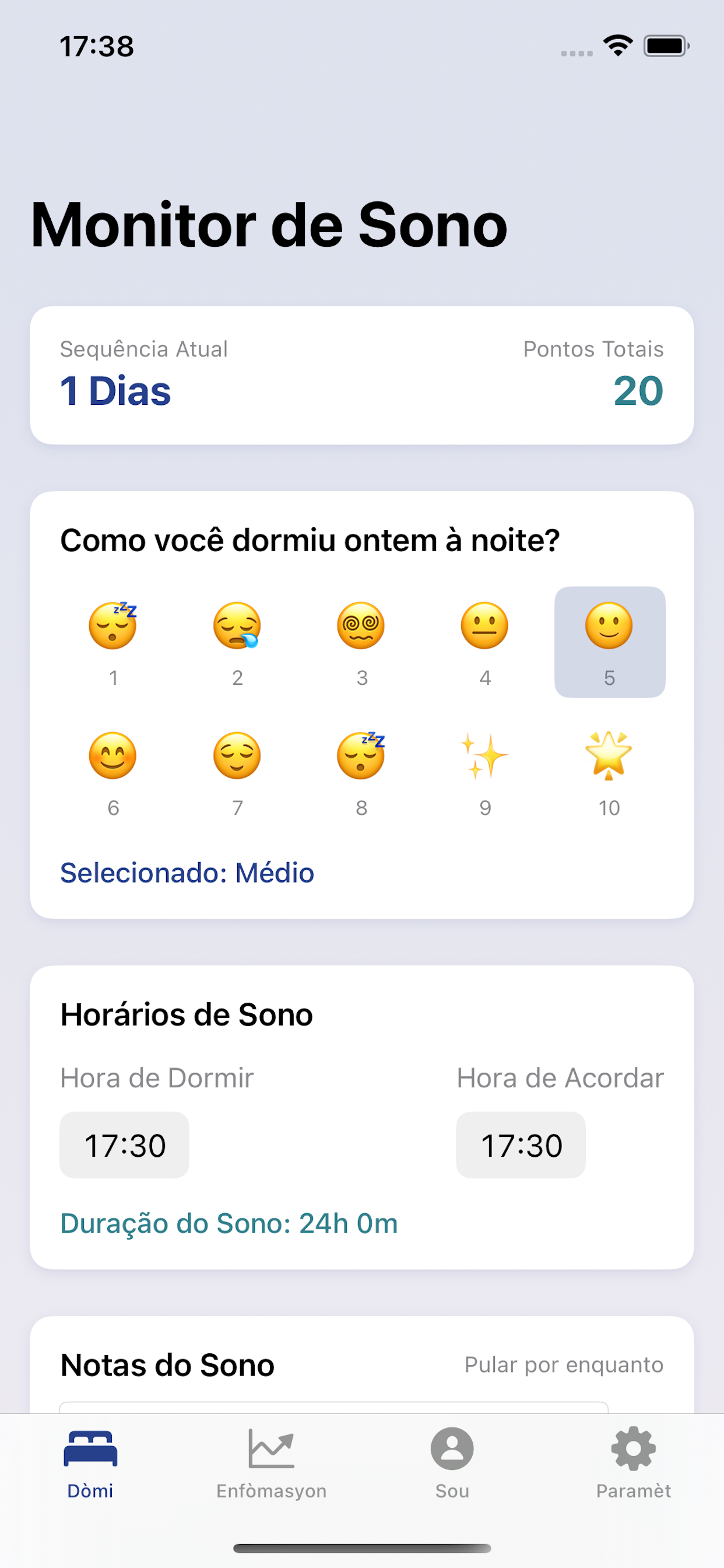 Sleep Tracker app screenshot 4 showing various features and multilingual interface elements